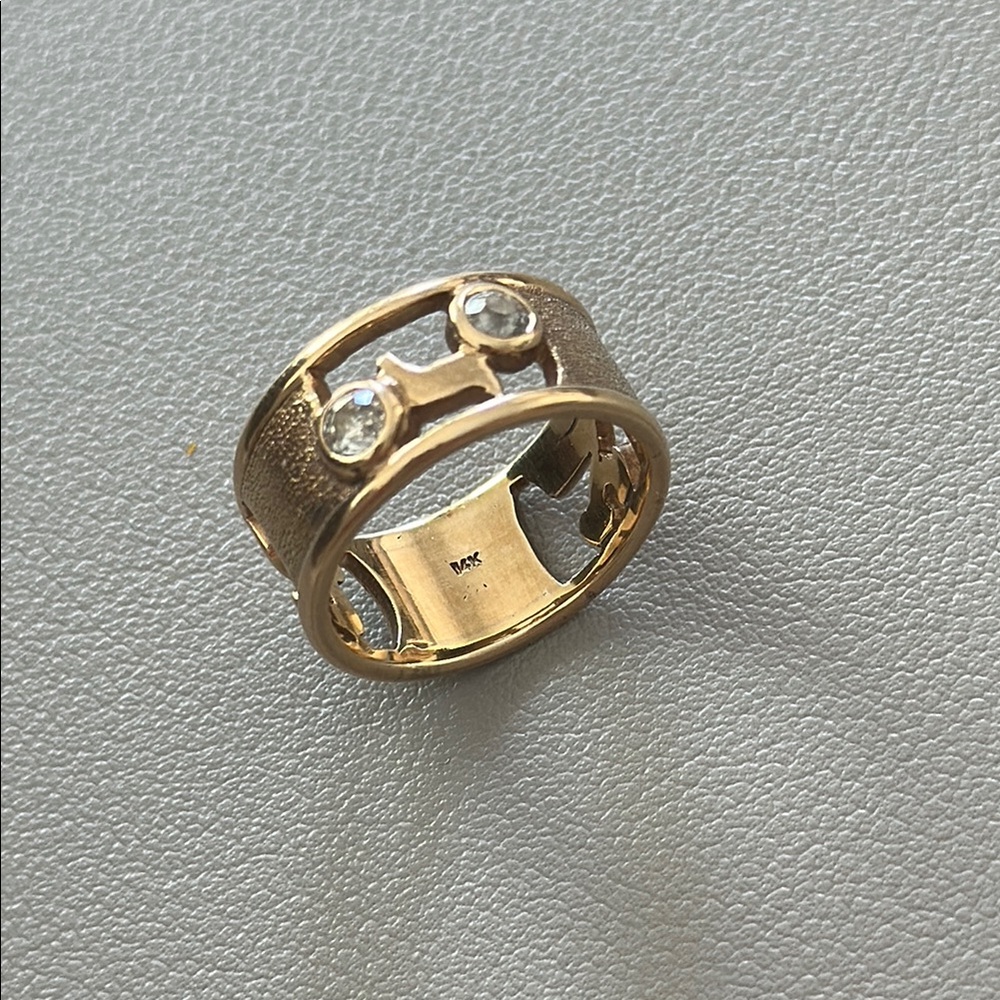 Vintage 14k Gold Ring with Two Diamond Accents